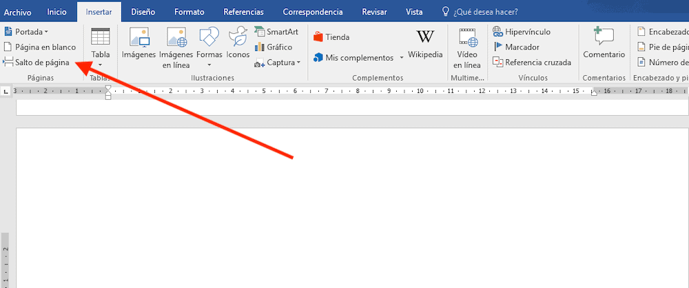 salto de pagina en word