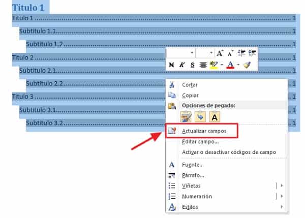 Cómo hacer un índice en Word - Pasos para hacer un índice en Word de manera automática- paso número 3- paso 1