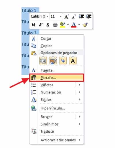 Cómo hacer un índice en Word -  Paso número 1