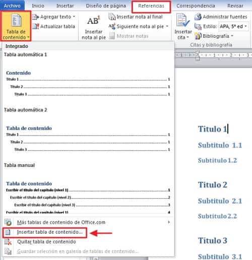 Cómo hacer un índice en Word -  Pasos para hacer un índice en Word de manera automática- paso número 1- paso 2