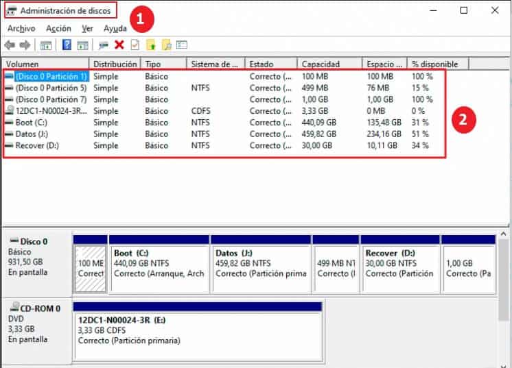 Cómo formatear un disco duro -Formatear disco duro directamente desde Windows 10 - paso 1 y 2